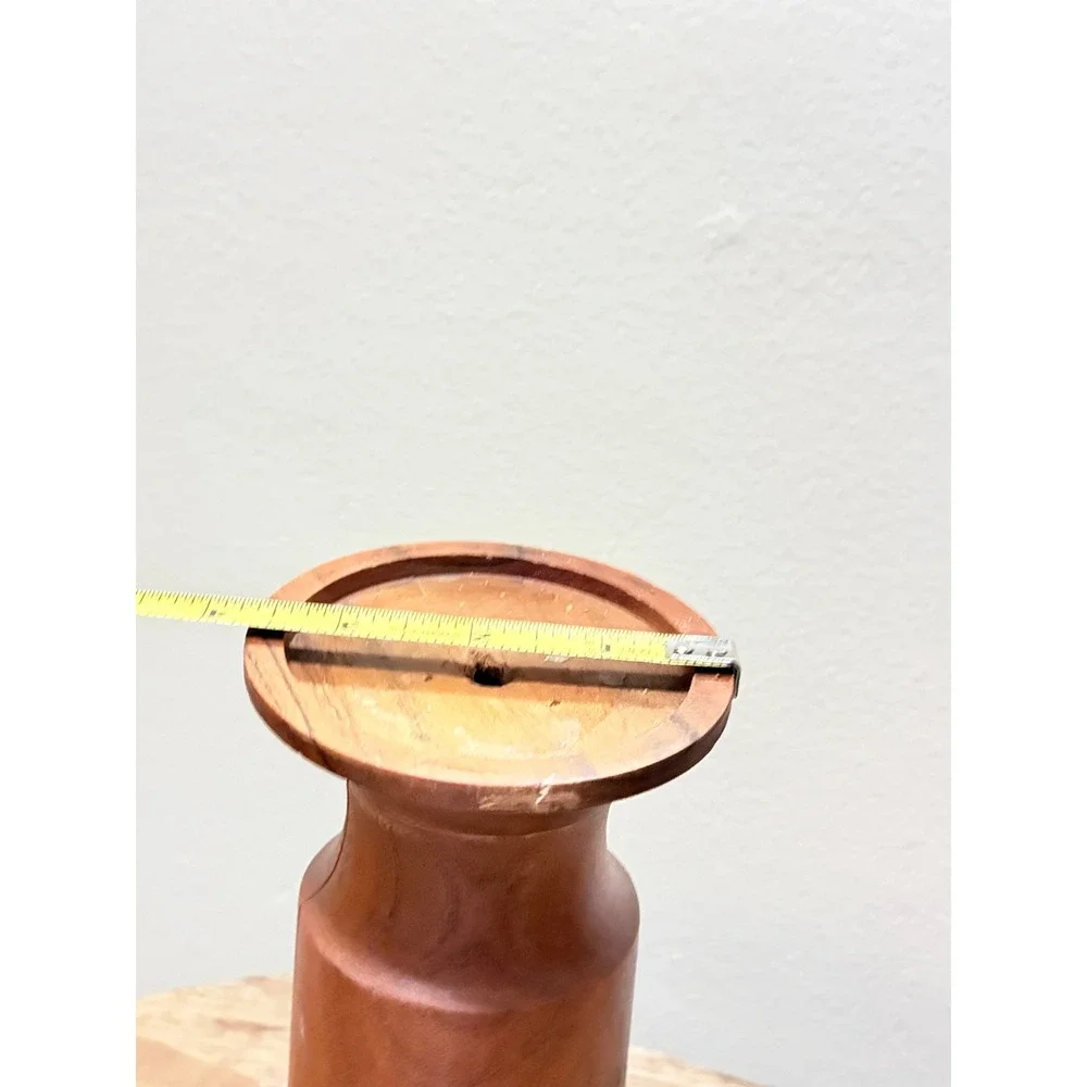 Vintage MCM Hand Turned Wood Pillar Candle Holder Set of 3 Trio